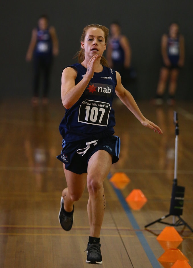 AFL 2016 Training - AFL Female Talent Search 230116 Sinead O'Mahony in action during the session at Whitten Oval - ${keywords}